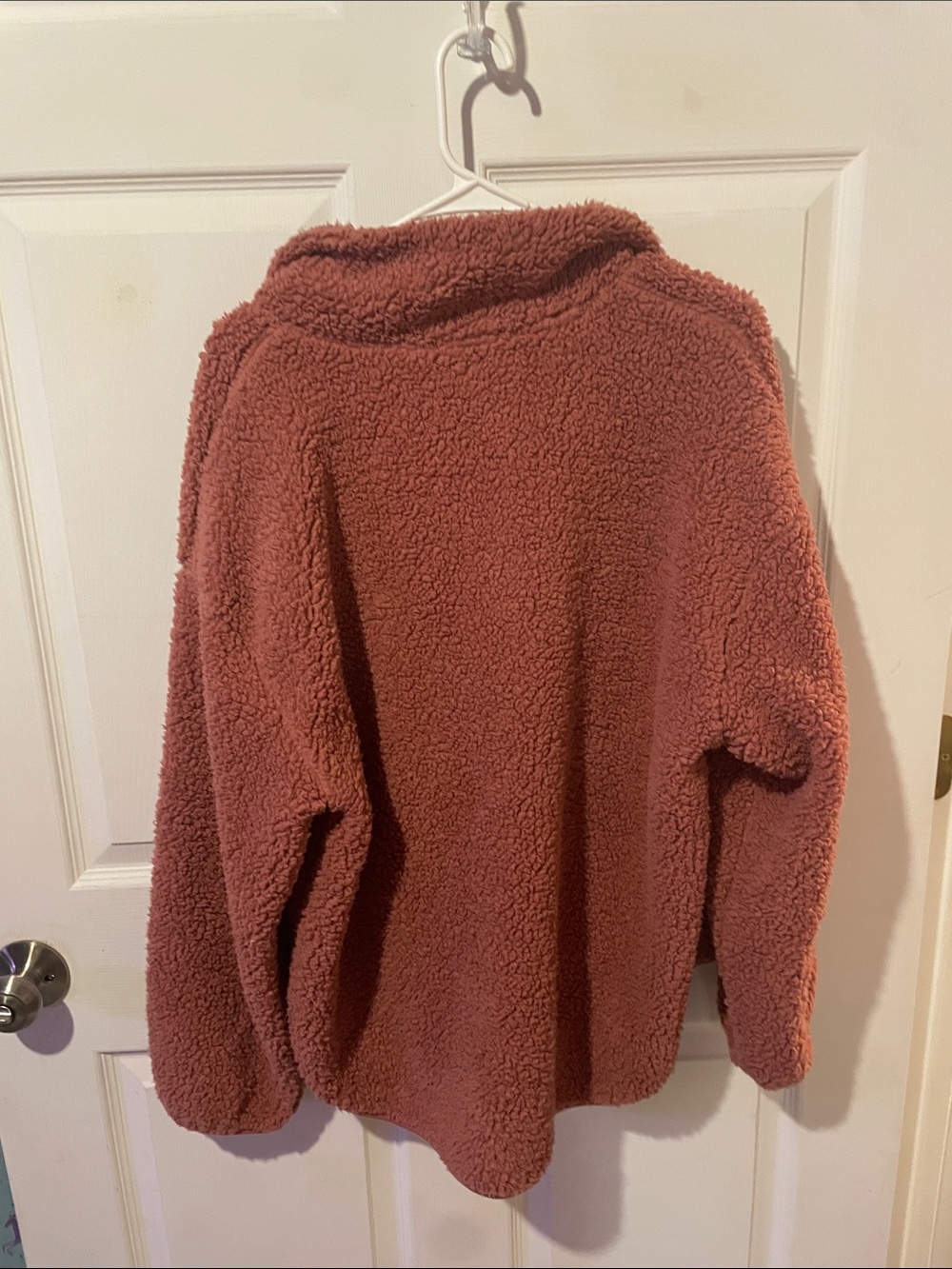 Old Navy Dusty Rose Teddy Sherpa Quarter-Zip Jacket - Picture 2 of 5
